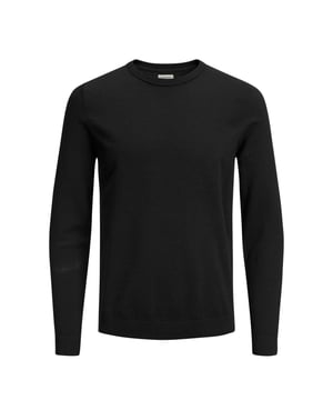 Marca: Jack & Jones.
  Genero: Hombres.
  Tipo: Punto.
  Temporada: Otono/Invierno.
  Color: negro.
  Mangas: largas.
  Escote: cuello redondo.
  Composicion: 100% algodon.
  Lavado: lavar a maquina a 30Â°.