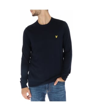 Marca: Lyle & Scott.
  Genero: Hombre.
  Tipo: Punto.
  Temporada: Otono/Invierno.
  Color: azul.
  Mangas: largas.
  Escote: cuello redondo.
  Codigo del articulo: KN2110VC.
  Composicion: 70% algodon 30% lana merino.
  Lavado: lavar a maquina a 30Â°.