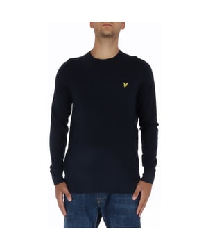Prendas de punto con estampado azul para hombre.
  Marca: Lyle & Scott.
  Temporada: Otono/Invierno.
  Color: Azul.
  Patron: Estampado.
  Mangas: Largas.
  Escote: Cuello redondo.
  Composicion: 85% algodon 15% lana.
  Lavado: Lavar a maquina a 30Â°.