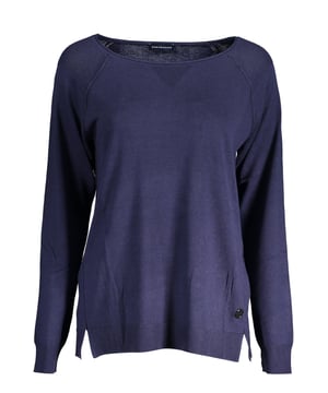 Jeans und Hose aus blauer Baumwolle.
  Langarmeliges Hemd.
  Breiter Ausschnitt.
  Kontrastierende Details.
  Logo.
  Hergestellt aus recycelten Fasern.
  Geeignet fur Frauen.