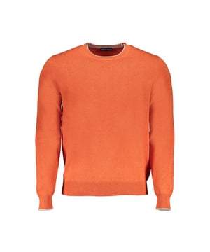 Herren Orange Baumwollpullover.
  Hergestellt aus hochwertiger Baumwolle.
  Leuchtender orangefarbener Farbton.
  Bequem und langlebig.