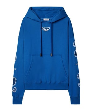 Merk: Off
  white
  Geslacht: Heren
  Type: Sweatshirts
  Seizoen: Herfst/Winter
  Kleur: lichtblauw
  Patroon: print
  Mouwen: lang
  Halslijn: ronde hals
  Kraag: capuchon
  Zakken: enkele zak
  Artikelcode: EBO_2116
  Samenstelling: 100% katoen
  Wassen: machinewas op 30Â°
