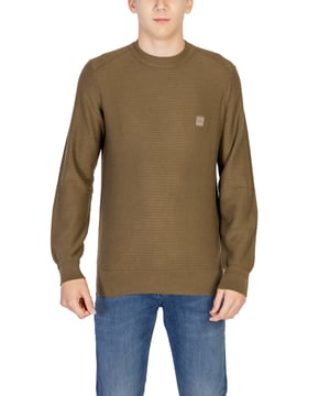 Marca: Jefe.
  Genero: Hombre.
  Tipo: Punto.
  Temporada: Otono/Invierno.
  Color: verde.
  Patron: liso.
  Cierre: sin cordones.
  Mangas: largas.
  Escote: cuello redondo.
  Codigo del articulo: 50527584.
  Composicion: 5% cachemira 95% algodon.
  Lavado: lavar a mano.