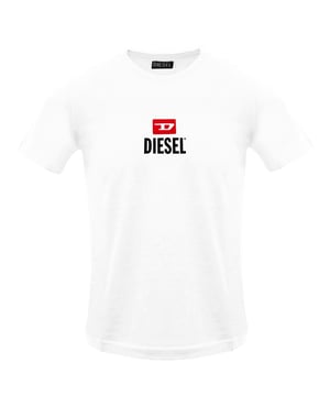 The Diesel T-Just-Small-New D Logo Bright White T-Shirt offers a crisp, clean look with its bright white color and iconic Diesel D logo, making it a versatile staple for any wardrobe. Crafted from 100% cotton, this men's T-shirt provides exceptional comfort and breathability, perfect for all-day wear. Made in Bangladesh with attention to quality, it combines casual style with durability, ensuring it stays a favorite season after season. Elevate your everyday outfits with this reliably stylish and comfortable T-shirt