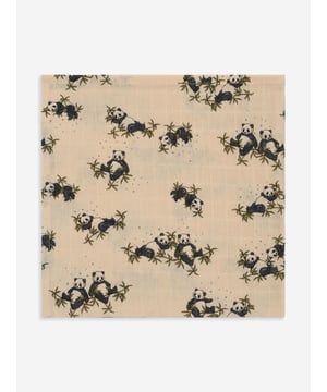 A beautiful addition to your child's essentials. This baby boys panda adorned swaddle is a luxurious and captivating piece for the nursery. Crafted in organic muslin cotton via elegant monogram patterning. Comes in handy as feeding or pram shade. 100 Organic Cotton 115 x 115cm