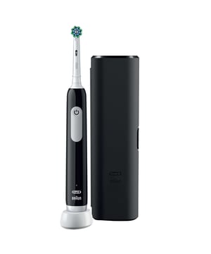 Transform your oral hygiene routine with the Oral-B Pro 1 Black Electric Toothbrush, the trusted choice of dentists worldwide. This advanced electric toothbrush features a professional timer that guides you to brush for the recommended 2 minutes and alerts you every 30 seconds to switch areas. Its unique round brush head design removes up to 100% more plaque along the gumline compared to a manual toothbrush, promoting healthier gums and a whiter smile from day one. Enjoy three cleaning modes, including a gentle Sensi mode for sensitive gums, and benefit from a long-lasting battery with an LED charge indicator. Upgrade to the Oral-B Pro 1 for a superior clean and healthier teeth.