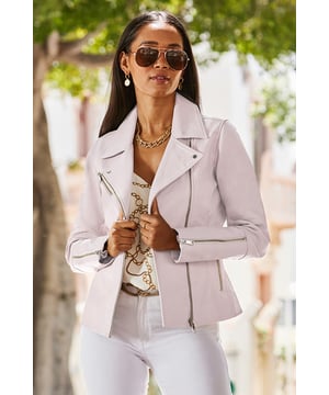For that new jacket feeling
Our leather is buttery-soft
All the classic biker details
Flattering slimline fit
Gorgeous pale pink shade
Jeans dresses - it goes with everything