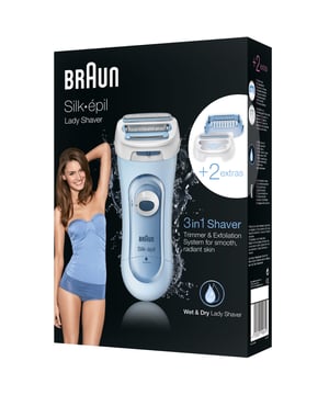 Experience smooth and radiant skin with the Braun Silk-épil Lady Shaver LS5160. This versatile 3-in-1 shaver gently shaves and exfoliates, making it ideal for delicate and sensitive areas. The rounded head adapts to your body's contours while the floating foil and trimmer ensure a close shave. Designed for use in the bath or shower, this shaver is 100% waterproof for extra gentleness. The package includes the Silk-épil Lady Shaver LS5160, a trimmer cap, an exfoliation attachment, and a cleaning brush, providing everything you need for a flawless grooming experience.