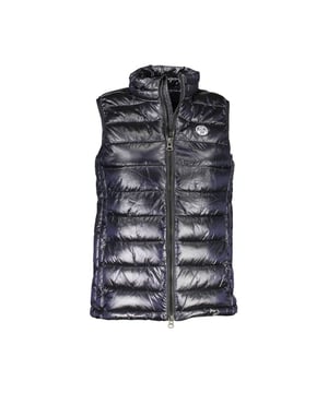 Schwarze Polyamidjacke.
  Armelloses Design.
  Zwei Aussentaschen.
  Zwei Innentaschen.
  Reissverschluss.
  Anwendung und Logo.