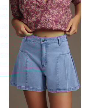 Dämmerungsblau Faltenschnitt Patchwork Weitbeinige Leichte Denim Shorts  
Haut  
leichter Denimstoff  
Hohe Taille  
Falten-Detail für einen zusätzlichen eleganten Touch  
Weitbeinige Gestaltung für Bewegungsfreiheit  
Modisch  
vorne und bequem  
Material: 72% Baumwolle 26% Polyester 2% Elasthan