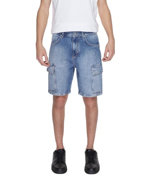 Blaue Shorts aus Baumwolle mit abgenutztem Effekt fur Herren.
  Reissverschluss und Knopfverschluss.
  Vorder.
  und Gesasstaschen.
  Hergestellt aus 99% Baumwolle und 1% Elasthan.
  Maschinenwaschbar.