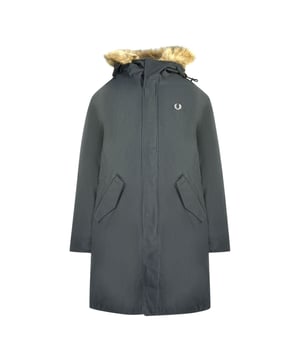 Elevate your outerwear collection with the Fred Perry Black Hooded Parka Jacket, designed for both style and functionality. This regular fit coat features a central zip closure complemented by a fur-trimmed hood for added warmth and sophistication. The zip-in liner allows versatility across seasons, while adjustable sleeve endings ensure a tailored fit. Two button-closure pockets offer convenient storage, and the iconic Fred Perry branded badge on the left chest adds a touch of timeless identity. Crafted with care, this jacket perfectly balances comfort, durability, and classic style for your everyday adventures. 100% Polyester
