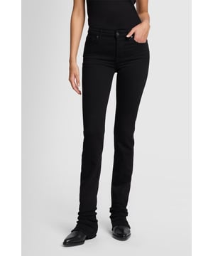 Damen  Die Anna Skinny Jeans sitzen wie eine zweite Haut und haben einen klassischen mittelhohen Bund und einen leicht ausgestellten Saum mit Reißverschluss. Setzen Sie spitze Pumps in Szene, indem Sie diesen Reißverschluss öffnen. Ein Top und eine Smokingjacke runden den Look ab. Die Jeans von 7 For All Mankind werden aus Premiumstoffen hergestellt.
