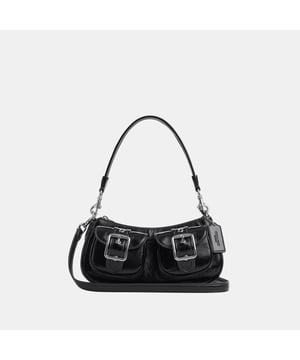 Ashton Shoulder Bag in Glazed Leather, Inside multifunction pocket, Outside snap pockets,  Length: 25.50 cm,  Width: 7.00 cm,  Height: 10.50 cm