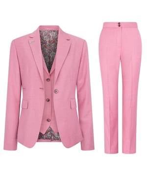 Elevate your professional wardrobe with this women’s 3-piece tailored suit in a classic plain pink finish. Designed for a sleek and structured silhouette, it includes a matching blazer, waistcoat, and trousers that contour the body without sacrificing comfort. Perfect for the office, interviews, or formal events, this versatile set offers endless styling potential—wear it together for a polished look or mix and match with other pieces for smart-casual appeal. Made from a blend of polyester, viscose, and Lycra, it delivers both durability and a touch of stretch for all-day ease.

Key Features:
Tailored Fit: Contours the body for a clean and structured silhouette
Complete 3-Piece Set: Includes blazer, waistcoat, and trousers
Classic Plain pink Finish: Timeless and versatile for all professional settings
Multi-Occasion Wear: Ideal for business, interviews, and formal events
Styling Flexibility: Can be worn as a full set or mixed with other wardrobe staples
Comfortable Fabric Blend: 65% Polyester, 32% Viscose, 3% Lycra for stretch and durability