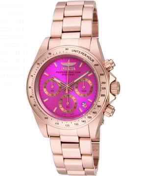 El Invicta 16657 tiene una caja de acero inoxidable de 39 millimetros con una esfera rosa.
Esta modelo funciona con un movimiento de Cuarzo preciso.
Resistencia a la presión de aqua de 20 bares.
Este modelo es parte de la colección Invicta Speedway.

2 años de garantía Invicta.