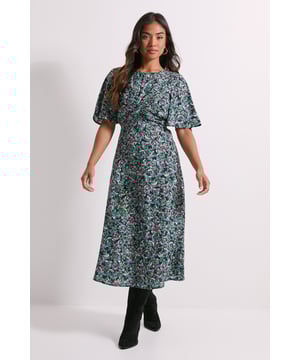 Elegant twist front detail creates a flattering silhouette
        Feminine angel sleeves add a soft, romantic touch
        Midi length offers versatile coverage for various occasions
        All-over ditsy print brings a charming, seasonal appeal
        Crew neckline provides a modest, comfortable fit
    
    This Dorothy Perkins midi dress combines effortless style with practical comfort for the modern woman. The distinctive twist front detail creates a figure-enhancing shape, while the delicate angel sleeves offer just the right amount of coverage. Perfect for casual gatherings, this dress pairs beautifully with ankle boots for an autumn brunch with friends or flat sandals for summer family events. The versatile midi length works wonderfully for baby showers or weekend outings, offering a balance of sophistication and ease. Style with simple hoop earrings and a crossbody bag for daytime occasions, or dress up with a denim jacket and statement jewellery for evening drinks. The all-over ditsy print ensures this piece will become a wardrobe favourite that transitions seamlessly between seasons with simple accessory changes.