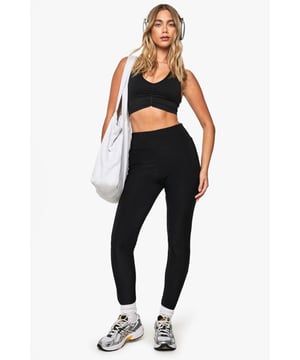 Double layer design for enhanced support and coverage
        High waisted fit with sculpting effect to flatter your silhouette
        Stretchy jersey fabric with elastane for maximum comfort and movement
        Sleek, streamlined design perfect for workouts or casual styling
        Versatile leggings that pair effortlessly with crop tops or oversized tees
    
    These Double Layer High Waisted Sculpt Leggings from Boohoo are the ultimate wardrobe essential for active days and casual outings alike. The innovative double layer construction offers superior support whilst the high waisted design sculpts and defines your shape for a confidence-boosting fit. Crafted from soft, stretchy jersey fabric, these leggings move with you throughout the day without compromising on comfort. Style them as seen with a matching crop top and trainers for gym sessions or morning coffee runs. For casual weekend wear, try pairing with an oversized sweatshirt and white trainers, adding a tote bag for a practical yet stylish look. These versatile leggings transition seamlessly from workout to hangout, making them an indispensable addition to your casual collection. Perfect for family gatherings, shopping trips or relaxed days at home when comfort remains key.