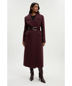 Wool Hybrid Double Breasted Tailored Midi Coat With Removable Padded Lining