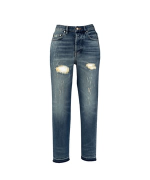 Leicht lässig und absolut cool: Die Golden Happy Pant von Golden Goose ist ein Must-have für jeden Tag. Gezielte Destroyed-Details und ein offener Saum verleihen ihr eine moderne Denim-Note. Größe 26