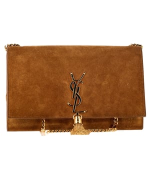 VINTAGE, RRP AS NEW
A timeless piece infused with effortless Parisian glamour, the Saint Laurent Monogram Kate 99 Tassel Bag in brown suede makes a luxurious statement. The supple suede body is accented by gleaming gold-tone hardware, including the iconic YSL monogram and an elegant chain tassel detail. Its compact size is perfect for evenings out, while the chain strap adds a touch of edge.


Saint Laurent Monogram Kate 99 Tassel Bag in Brown Suede
Condition: Excellent
Signs of wear: No retail tag, No visible sign of wear., 
Packaging: Dust bag
Color: Brown | ochre
Material: Suede | suede
Size: One Size | One Size
Measurements: Width: 60; Height: 145; Length: 240
SKU: NAPPUGBBA528582W