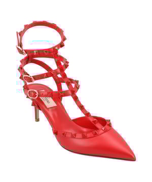 Valentino Pumps aus rotem Kalbsleder mit silberfarbener Metallverarbeitung.
Nietenverzierung
Verstellbarer Knöchelriemen mit Schnalle
Innensohle und Sohle aus Glattleder
Absatzhöhe: 6,3 cm
Hergestellt in Italien