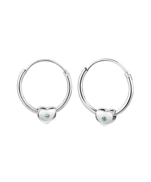 Creolen aus 925/- Sterling Silber rhodiniert Herz mit 2 Zirkonia blau