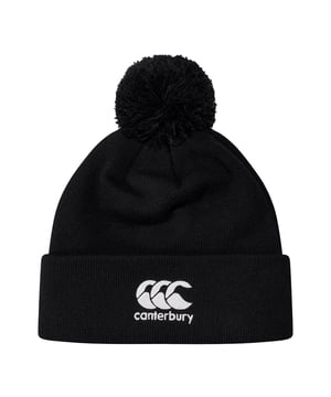 Material: Synthetic. Lining: Fleece. Design: Logo, Ribbed. Pom Pom, Turned Up Cuff.