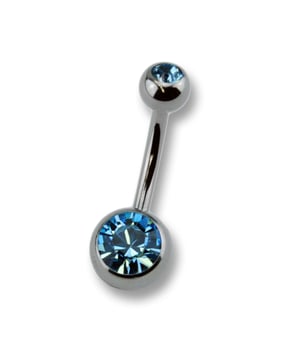 Deine Lieblingspiercings zu attraktiven Preisen  ZEEme Body Jewelry - Bauchnabel Piercing Titan 10mm lang Kristall dunkelblau