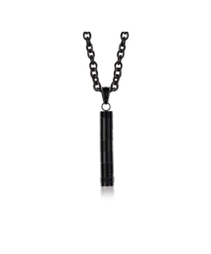 Moderner Element - Edelstahlschmuck  Dkeniz  Das senkrecht designte extraordinäre Schmuckstück stellt die Meisterklasse im Schmuckdesign dar. Die exakt hintereinander gereihten rechteckigen Schmuckteile gewinnen Dynamik mit den platzierten schwarzen Streifen. Gehörend zu seltenen Designs in der Schmuckbranche, wird Eleganz auf höchstem Niveau vermittelt.