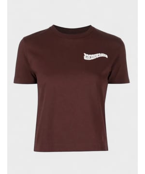 Camargue logo-print T-shirt from Jacquemus featuring brown, cotton, logo print at the chest, round neck, short sleeves and cropped.
