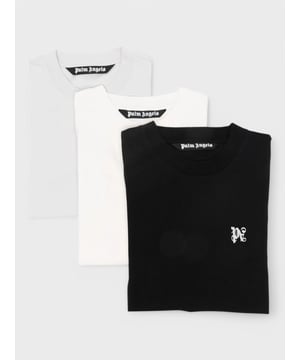This set of three T-shirts is branded with Palm Angels' gothic-inspired PA monogram embroidered at the chest. They’re crafted from organic-cotton jersey and come in basic heather grey, white and black.


Highlights

ivory white, heather grey, black
organic cotton
jersey texture
crew neck
embroidered logo at the chest
short sleeves
pack of three







Composition
Polyester 100%, Organic Cotton 100%


Washing instructions
Hand Wash


Wearing
The model is 1.85 m wearing size M