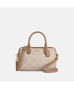 Rowan Satchel in Blocked Maxi Signature Canvas, Inside zip and multifunction pockets, Outside zip pocket,  Length: 25.00 cm,  Width: 14.00 cm,  Height: 16.50 cm