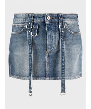 blue cotton denim stonewashed stud detailing eyelet detailing logo patch to the rear D-ring findings belt loops front button and zip fastening low-rise thigh-length classic five pockets