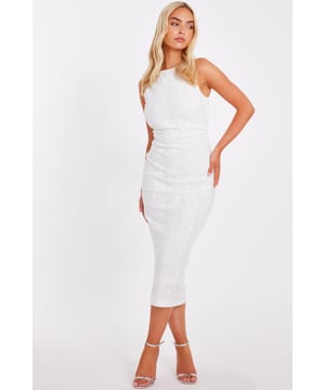 - Jacquard finish - Ruched sides - Bodycon fit - Model height: 5'7" - Model wears uk 8 / us 4 / eur 36 - Always check the wash care label - Cool hand wash with mild detergent