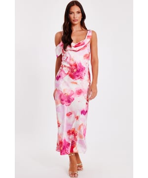 - Satin finish - Tropical print - Cowl neckline - Draped sleeve - Model height: 5'6" - Model wears uk 8 / us 4 / eur 36 - Always check the wash care label - Cool hand wash with mild detergent