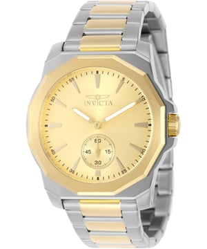 El Invicta 49329 tiene una caja de acero inoxidable de 42 millimetros con una esfera oro.
Esta modelo funciona con un movimiento de Cuarzo preciso.
Resistencia a la presión de aqua de 3 bares.
Este modelo es parte de la colección Invicta Speedway.

2 años de garantía Invicta.