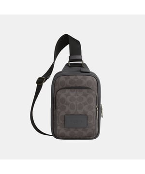 Racer Sling Pack in Signature, Outside zip pocket,  Length: 13.50 cm,  Width: 5.00 cm,  Height: 19.50 cm