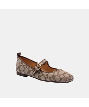 C Rivet Signature Mary Jane, This Coach piece is crafted with our Signature jacquard made from a blend of regenerative cotton and recycled polyester