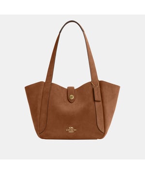 Hadley Turnlock Tote in Suede, Inside zip pocket,  Length: 27.50 cm,  Width: 12.50 cm,  Height: 24.00 cm