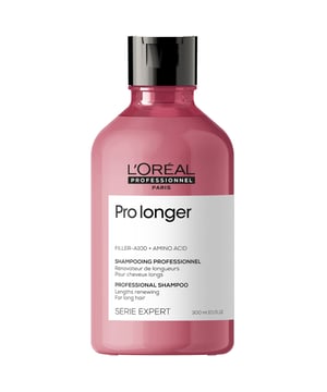 Transformieren Sie Ihr Haar mit dem L'Oréal Professionnel SERIE EXPERT Pro Longer Shampoo. Diese innovative Formel verdickt und verbessert die Gesundheit Ihres Haars, macht es stärker und glänzender. In Kombination mit dem Pro Longer Conditioner reduziert es Haarbruch um 95% und Spliss um 17%. Mit der patentierten Filler A-100 Technologie dringt es tief ein, um von innen aufzupolstern und zu stärken. Erleben Sie bei jeder Wäsche 94% weniger Haarbruch und 5-mal mehr Glanz. Ideal für feines bis normales Haar.