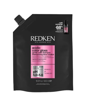 Transform your hair care routine with Redken's Acidic Color Gloss Shampoo Refill Pouch. This sulfate-free shampoo enhances color vibrancy and delivers stunning shine. Infused with a pH formula and Acidic Shine Complex, it strengthens hair and protects against dulling agents. Enjoy a gentle lather that prevents color fading and provides up to 72 hours of moisture. To use, apply to wet hair, lather, and rinse. Easily refill your bottle by opening the pouch and squeezing the shampoo into your container.