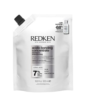 Transform your hair with Redken Acidic Bonding Concentrate Shampoo Refill Pouch. This award-winning formula repairs 1 year of visible damage in just one use, making it perfect for all hair types and textures. Infused with Citric Acid, it strengthens and protects weak hair bonds while providing intense hydration and color fade protection. The pH-balanced formula defends against damage from coloring, lightening, and heat styling, leaving your hair looking and feeling healthy. Easy to use, simply apply to wet hair, lather, and rinse. Refill your bottle effortlessly with this convenient pouch!