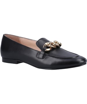 Marke: Hush Puppies. Obermaterial: Leder. Futterstoff: Leder, Weich. Einlegesohle: gepolstert, Weich. Laufsohle: Leicht, Tunit. Lederfutter, Gepolsterter Schaftrand. Absatz: Niedriger Absatz. 10 mm. Design: Kette. Zehenstil: Rund. Zum Anschlüpfen.
