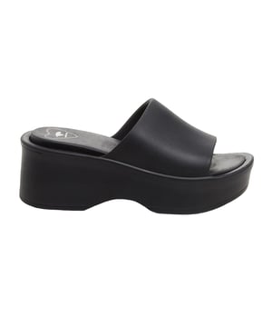 EVA Footbed. Wedge Heel. Heel Height: 2.7in. Design: Logo. Toe Style: Open. Fastening: Slip-on.