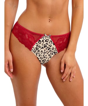 Freya Cherish Me Brief. Mid rise brief with printed fabric, stretch lace and a scallop lace back for minimal VPL. Product is recommended gentle wash only.