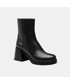 Block Heel Leather Boot