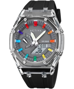 De Activa X Invicta ACW2100-005 heeft een Plastic horlogekast van 53 millimeter met een grijze wijzerplaat.
Dit model wordt aangedreven door een accuraat Quartz uurwerk.
5 bar waterdicht.
Dit model is onderdeel van de Activa X Invicta DIGITAL ESSENTIALS collectie.

Inclusief 2 jaar garantie.