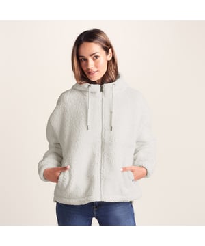 If you dread the thought of those chilly mornings, then the Olivia womenâ€™s fleece has you covered - quite literally. This womenâ€™s sherpa jacket will wrap you in pure, delicious cosiness from the moment you slip it on, making those chilly starts to the morning a thing of the past. Get settled in for a wintery day of work or relaxation with the Olivia hoody. With its deep pile fleece exterior and supersoft brushed inner lining, this womenâ€™s sherpa jacket feels like being hugged by the snuggliest cloud imaginable! The dropped shoulders give it a beautifully relaxed fit, and once you pull the oversized hood up, you're transported to your own cosy bubble - great for those moments when you want to shut out the world. And the plaited drawcord on the hood means you can adjust it perfectly to keep out those chilly winter winds. This hoody has a flattering curved hem that provides extra coverage for maximum snugness, and there are also two roomy lower pockets ideal for warming your icy-cold hands or stashing your essentials.  Whether you're working from home, running errands, or making the most of a lazy weekend, the Olivia womenâ€™s fleece will keep you toasty warm and ready to tackle the cold.