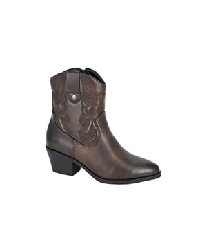Step out in style with the Cipriata Bertilla Western Ankle Boots, crafted from soft dark brown microfibre for a chic cowgirl-inspired look. These ankle boots feature a convenient inside zip for easy wear and removal, while the textile lining and memory foam sock provide cushioned comfort all day long. Designed with authentic western details, they bring a modern twist to classic cowboy boots. The durable TPR sole ensures reliable grip and long-lasting wear, making these boots perfect for both casual outings and stylish adventures.
 
 - Dark Brown Microfibre upper
 - Western styled detailing
 - Inside zip for easy wear / removal
 - Textile lining
 - Memory foam sock
 - Comfort cushioned insole
 - Small wedged heel height
 - Durable TPR sole